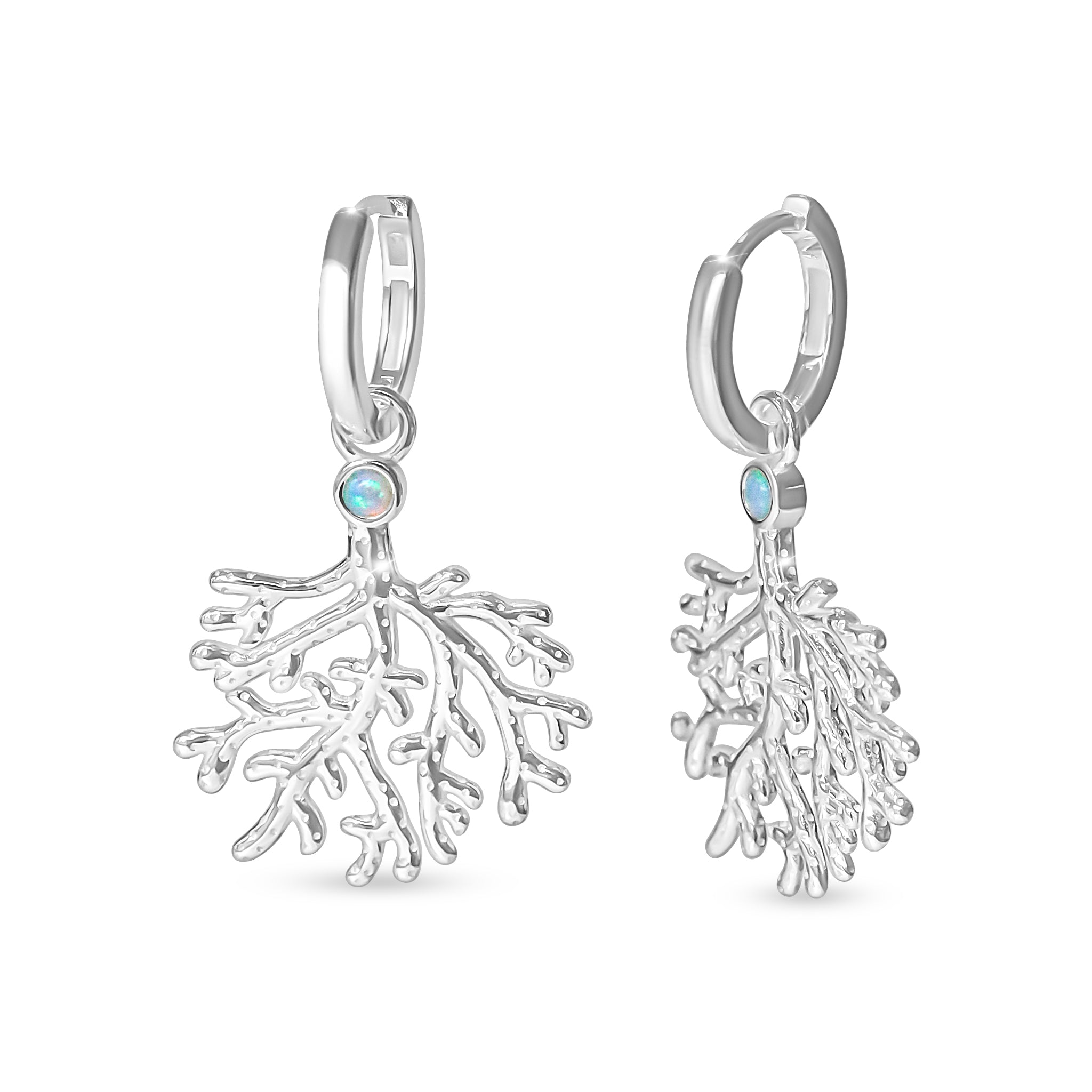 silver coral earrings