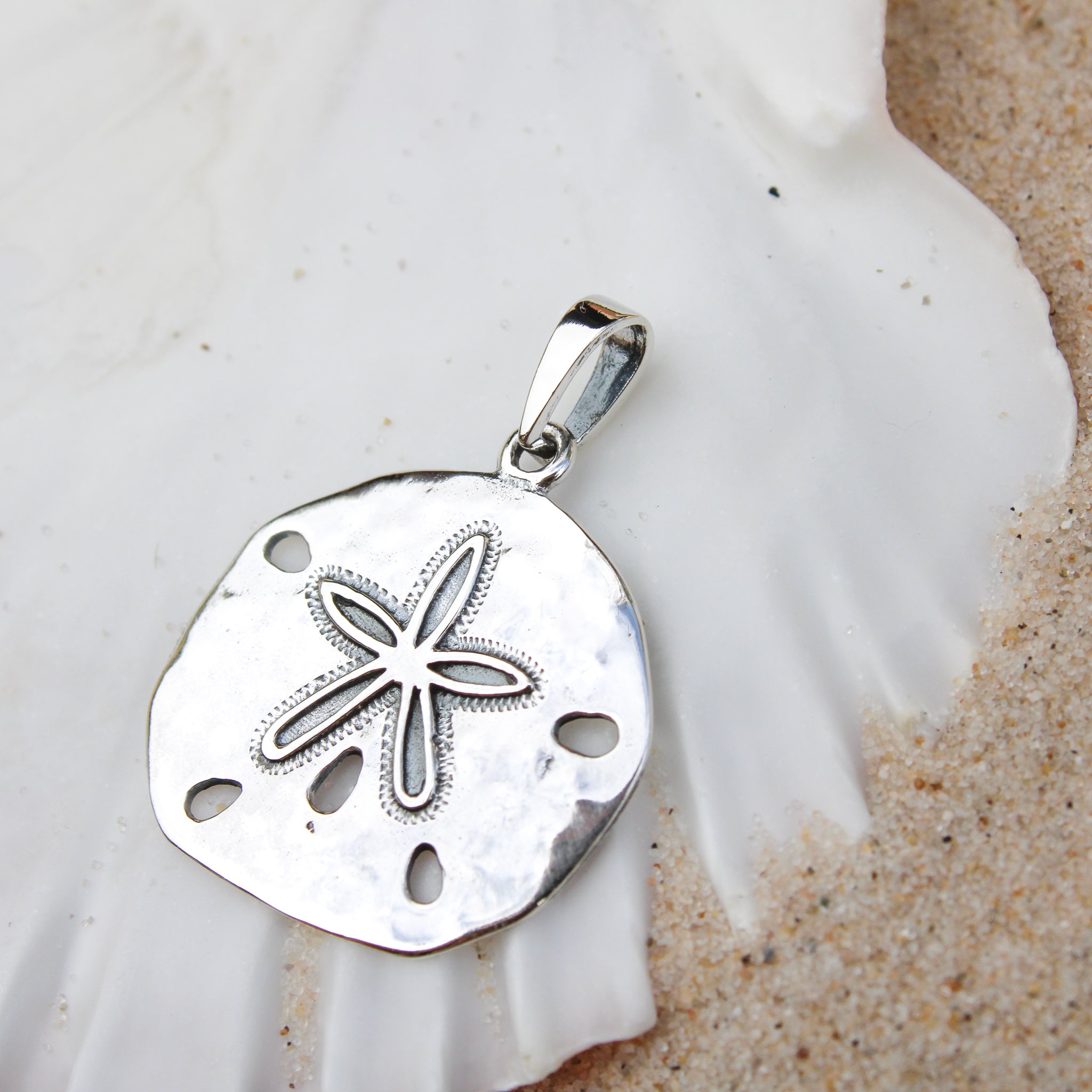 beach comber Sterling Silver Pacific Coast Sand Dollar Necklace