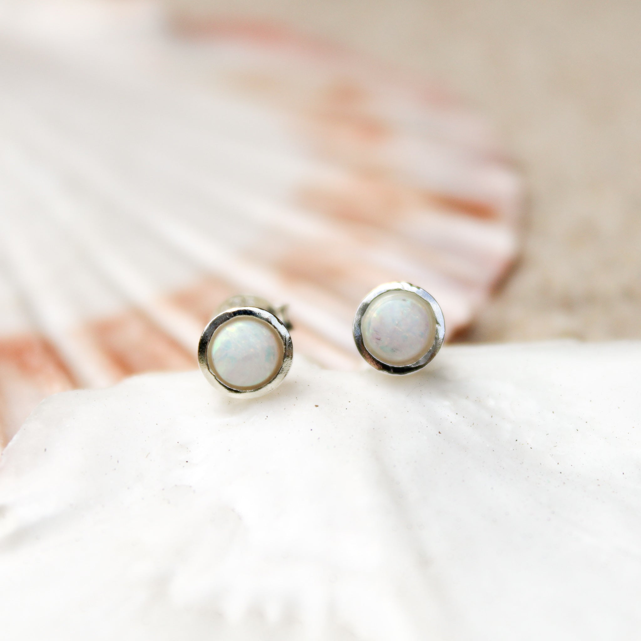 White opal earrings