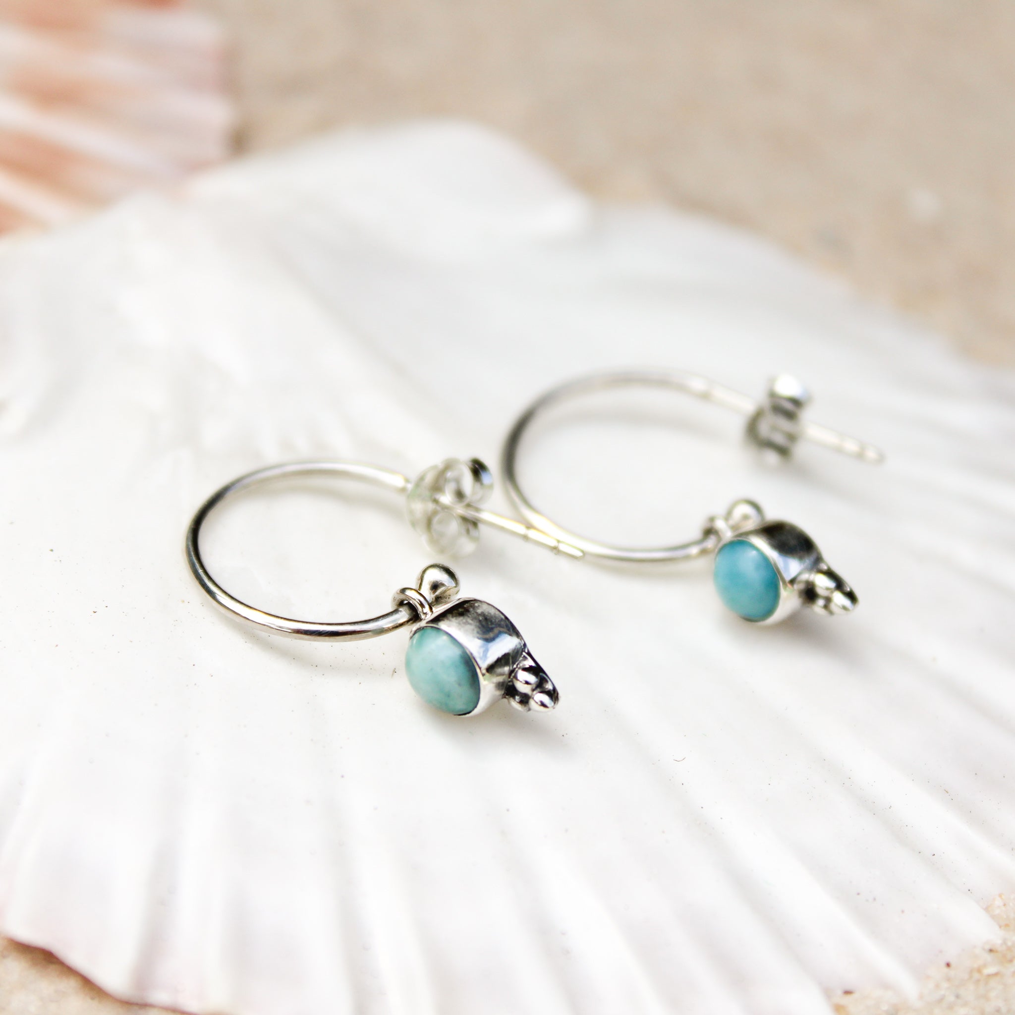 Larimar hoop store earrings